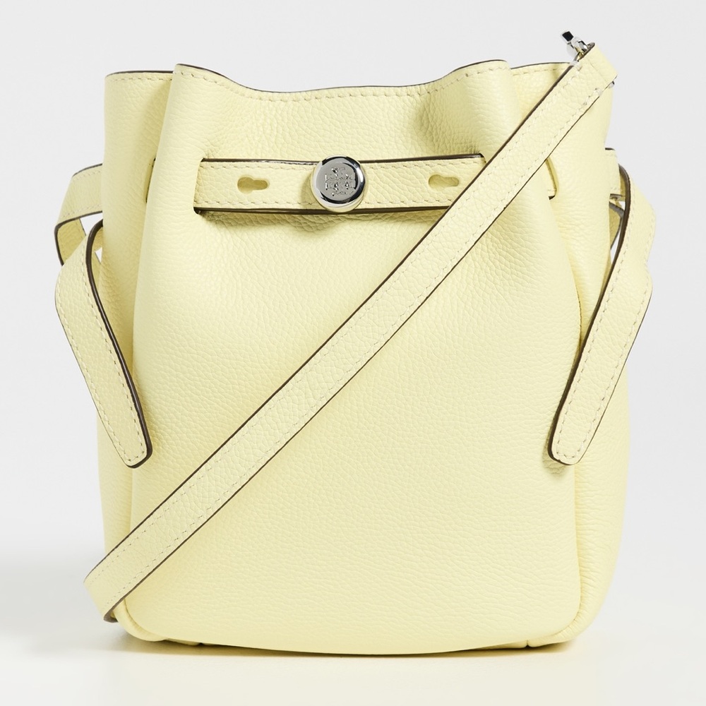 NWT Tory Burch Small Romy Leather Phone Crossbody Lemon Souffle - Picture 1 of 7